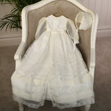 Christening Ensemble - Marie Antoinette - Gown/Cape/Bonnet - Antique Cream 208
