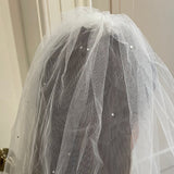 Diamanté & Satin Trim Veil - White
