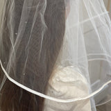 Diamanté & Satin Trim Veil - White