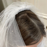 Diamanté & Satin Trim Veil - White