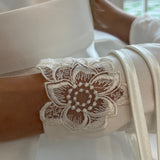Communion Satin Lace Flower Detail Gloves - White & Off-White/Cream
