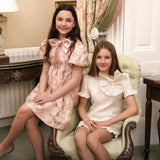 Jayne - Confirmation / Occasional Wear Dress - Pink Cream Gold