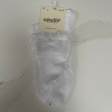 Ceremony Ankle Sock Lace Frill with Bow & Pearl Detail - White, Ivory & Antique Cream