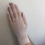 Communion Plumeti Gloves - White & Cream