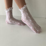 Ceremony Communion Silk Lace Ankle Socks - White & Cream