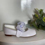 Penny - Communion Shoes - Patent Leather with Bow - White