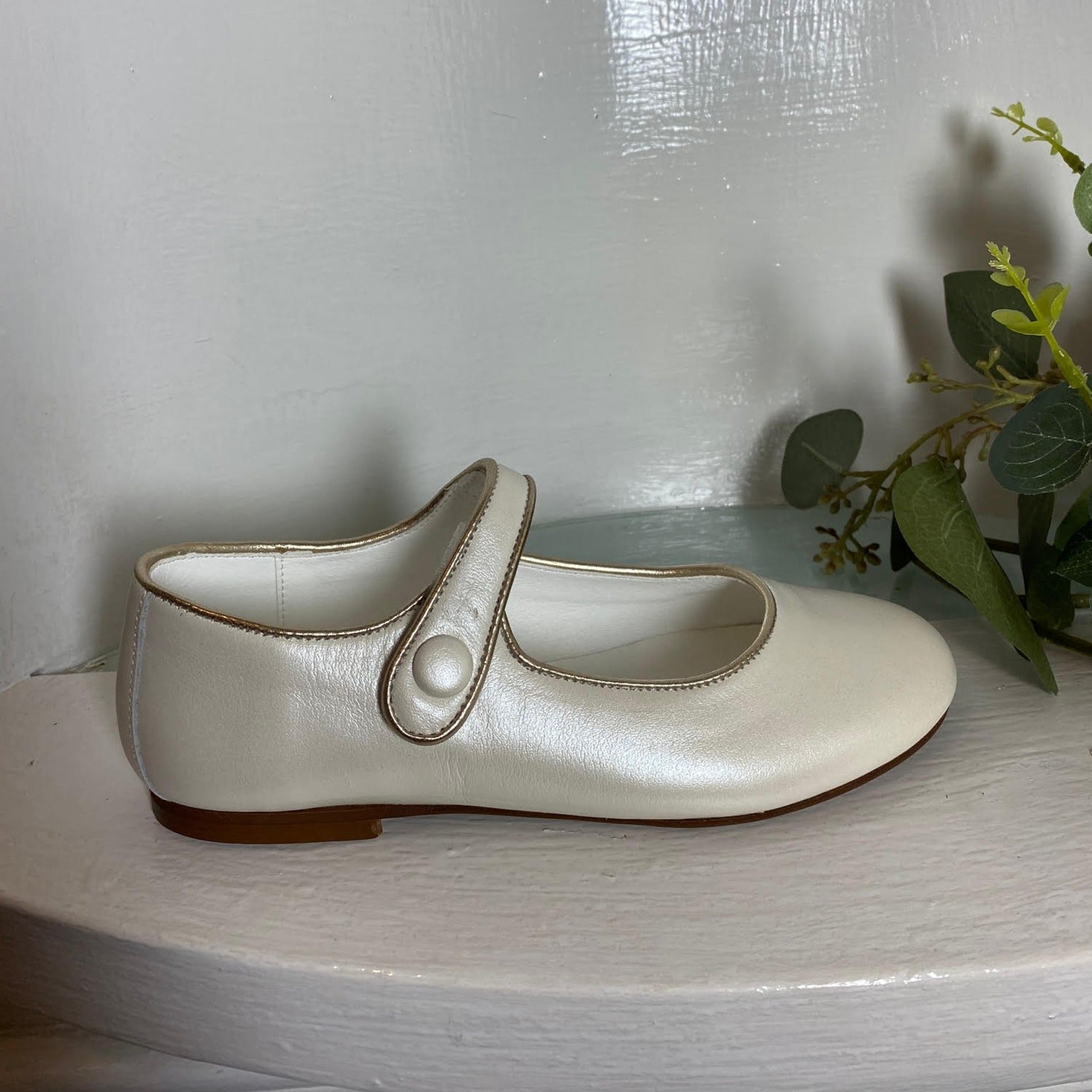 Jane Communion Shoes Leather Shoe Warm Ivory Gold – Darcybow