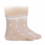 Ceremony Communion Silk Lace Ankle Socks - White & Cream
