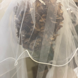 Plain Double Tier Thread Edge Detail Veil - Off-White