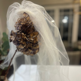 Plain Double Tier Thread Edge Detail Veil - Off-White