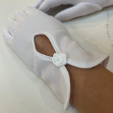 Communion Satin Rose Detail Gloves - White & Ivory/Cream