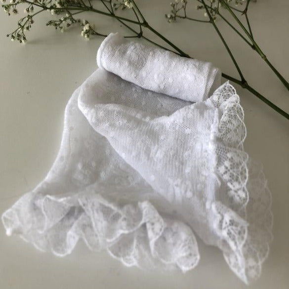 Ceremony Communion Silk Lace Ankle Socks - White