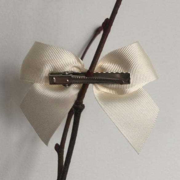 Condor Grosgrain Ribbon Bow Clips - Cream