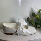 Emily- Patent Leather with Bow - Ivory